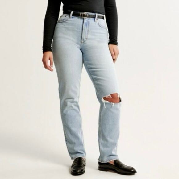NWT Abercrombie & Fitch Curve Love Ultra High Rise '90s Straight Jean 24/00 S - Picture 1 of 9